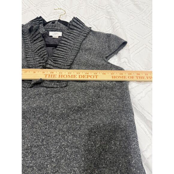 Ann Taylor LOFT Dress Womens 6 Gray Wool Blend Tweed Ruffle Neck Shift Pockets - Picture 12 of 12